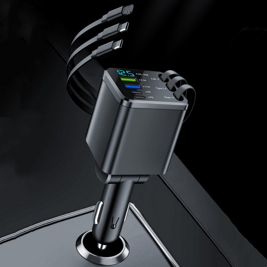 🎉 2026 Sale — Over 38,000 Sold! 🚗 Fast Charging 7-in-1 Retractable Car Charger with Voltage Display ⚡