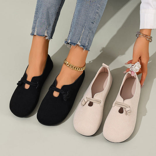 👠 LIMITED TIME: 50% OFF! 🔥 Slip-On Faux Suede Flats for Women – Timeless Rope Knot Design in Black & Beige 🍂