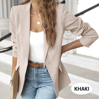 🧥 LIMITED-TIME 50% OFF! 💥 Elegant Soft Solid Color Lapel Buttons Jacket – Classic Collar, One-Button, Versatile ✨