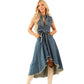 💎 -50% ON SLEEVELESS DENIM DRESS! 💎 High-Low Hem, Adjustable Waist & Premium Cotton for Summer Style 👗☀️