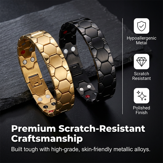 🔥 LIMITED TIME: 50% OFF! ⚽ Men's Magnetic Soccer Bracelet – Hexagonal Pattern, Stainless Steel & Energy Stones ✨