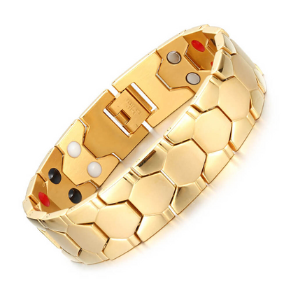 🔥 LIMITED TIME: 50% OFF! ⚽ Men's Magnetic Soccer Bracelet – Hexagonal Pattern, Stainless Steel & Energy Stones ✨