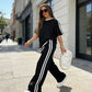 👕 LIMITED-TIME 50% OFF! 🍃 Women's Striped 2-Piece Set – Top & Wide-Leg Pants, Soft Fabric ✨
