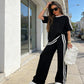 👕 LIMITED-TIME 50% OFF! 🍃 Women's Striped 2-Piece Set – Top & Wide-Leg Pants, Soft Fabric ✨