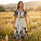 💎 -50% ON BOTANICAL MIDI DRESS! 💎 Elegant V-Neck, A-Line Silhouette & Chic Flutter Sleeves for Timeless Style 👗🌿
