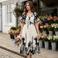 💎 -50% ON BOTANICAL MIDI DRESS! 💎 Elegant V-Neck, A-Line Silhouette & Chic Flutter Sleeves for Timeless Style 👗🌿