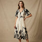 💎 -50% ON BOTANICAL MIDI DRESS! 💎 Elegant V-Neck, A-Line Silhouette & Chic Flutter Sleeves for Timeless Style 👗🌿