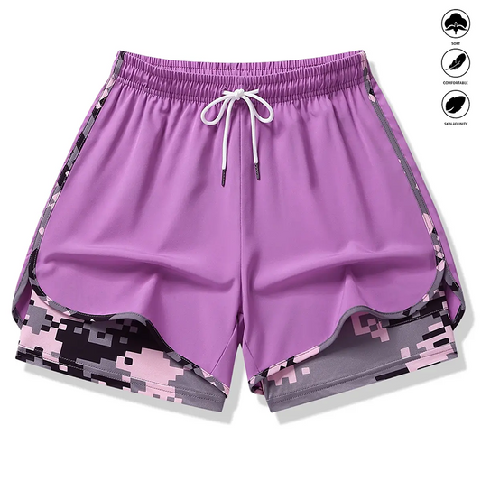 💎 -50% ON 2-IN-1 ATHLETIC SHORTS! 💎 Breathable Fabric, Camo Liner & Pockets for Women🏃‍♀️✨