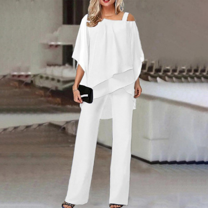 👗 LIMITED TIME 50% OFF! 💫 Women’s Irregular Chiffon & Wide-Leg Pants Set – Elegant, Airy, Modern 💃