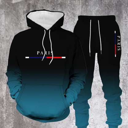 💎 FLASH SALE -50% on Men's Gradient Tracksuit Set! 💎 Complete Hoodie & Pants with Black-to-Red Fade for Gym & Street Style✨
