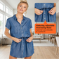 👗 LIMITED-TIME 50% OFF! 💥 Women's Casual Denim Shirt Dress – Drawstring Waist, Rolled Sleeves, Pocket ✨
