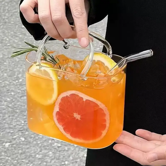 💎 -50% ON HANDBAG-SHAPED GLASS CUP WITH HANDLES! 💎 Unique 750ml, Thermal Shock Resistant & Elegant Design ✨