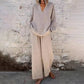 👕 LIMITED-TIME 50% OFF! ✨ Casual V-Neck & Pants Set – Solid Color, Wide-Leg, Coordinated 🍁