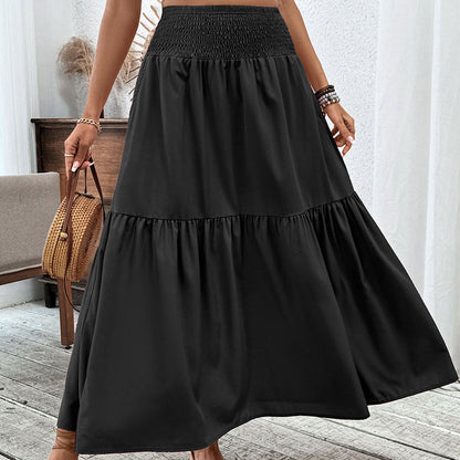 🧕 LIMITED-TIME 50% OFF! ✨ High-Waist Smocked Maxi Skirt – Flowy, Modest, Versatile 🌸