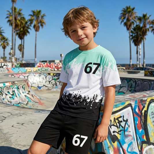 💎 -50% ON BOYS' 3D PRINT T-SHIRT & SHORTS SET! 💎 Vibrant Graphics, Breathable Polyester & Durable for Play ✨