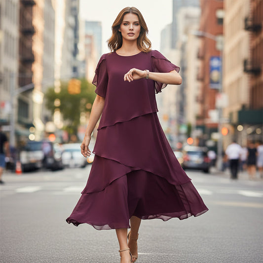 💎 50% OFF ELEGANT LUSH DRESS ! 💎 Flutter Sleeves, Flowy Tiered Design & Premium Soft Fabric ✨