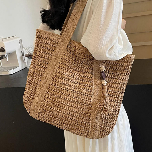💎 -50% ON NEW LARGE CAPACITY FRINGE STRAW BEACH BAG! 💎 Natural Woven Design, Secure Zipper & Versatile Style ✨