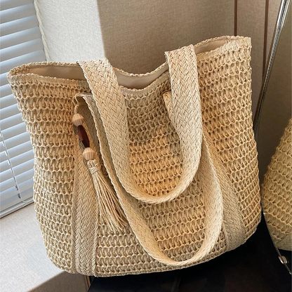 💎 -50% ON NEW LARGE CAPACITY FRINGE STRAW BEACH BAG! 💎 Natural Woven Design, Secure Zipper & Versatile Style ✨