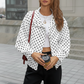 🧥 LIMITED-TIME 50% OFF! ✨ Women's Polka Dot Jacket – Cropped, Stand Collar, Lightweight, Drawstring