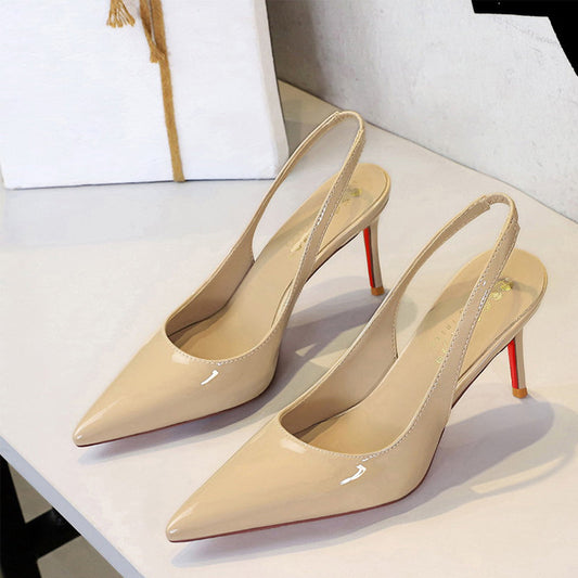 🌟 LIMITED-TIME 50% OFF! 👠 Patent Leather Slingback Heels – Pointed Toe, Stiletto & Red Sole 👡