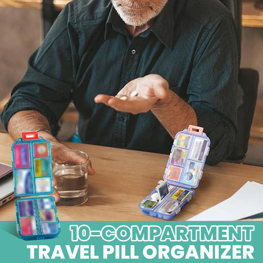 💎 -50% ON 10-COMPARTMENT TRAVEL PILL ORGANIZER! 💎 147 Medicine Labels, Waterproof & Portable Design ✨