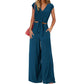 👗 50% OFF NOW! Women's Linen Two-Piece Set – Tie-Front Top & High-Waist Wide-Leg Pants 🌿