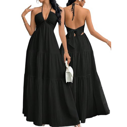 👗 LIMITED-TIME 50% OFF! ✨ Halter Neck Maxi Dress – Backless, Tiered, Empire Waist, Flowy ✨