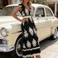 👗 LIMITED-TIME 50% OFF! ✨ Women's V-Neck Baroque Maxi Dress – Elegant, Flowy, Figure-Flattering 🌺