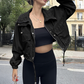 🧥 LIMITED-TIME 50% OFF! ✨ Women's Cropped Jacket – Casual, Lightweight, Elastic Cuffs, Stand Collar ✨