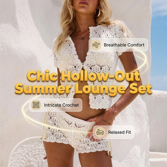 💎 50% OFF THE HOLLOW-OUT CROCHET SET! 💎 Breathable Blend, Adjustable Waist & Chic Style for Summer ✨