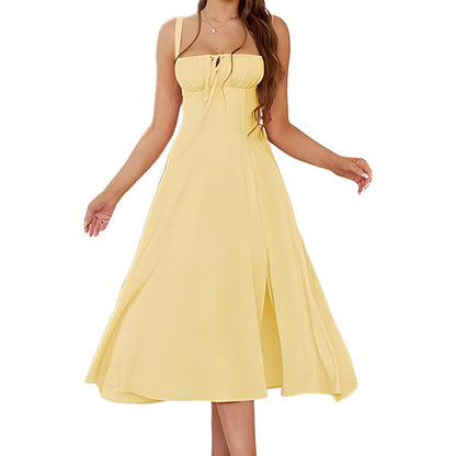👗 50% OFF NOW! Women's Elegant Lace-Up Dress with Sexy Side Slit & Flowy Hem ✨