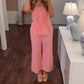 ✨ LIMITED-TIME 50% OFF! ✨ Strapless Peplum Top & Pants Set – Elegant, Flowy, Evening Ready 🌃