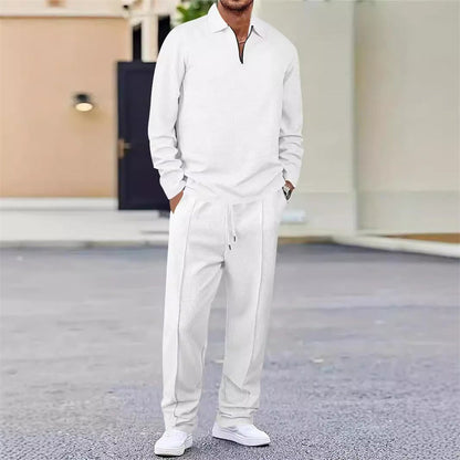 👔 LIMITED-TIME 50% OFF! ✨ Men's Sweatshirt & Pants Set – Waffle Knit, Quarter-Zip, Relaxed Fit, Loungewear ✨