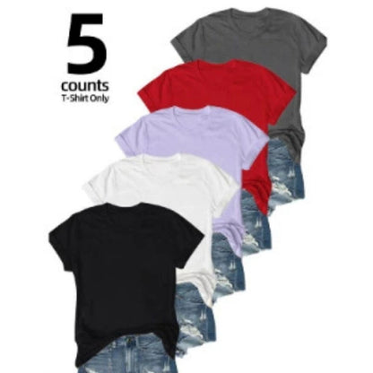 👕⏰ 60% OFF LIMITED TIME! 5-Pack Solid Color Cotton T-Shirts – Premium Basics, Comfort Fit & Wardrobe Essentials 🧺