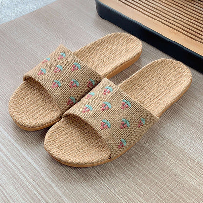 🏠 50% OFF NOW! All-Weather Linen Slippers – Breathable, Thick Cushioned Sole & Anti-Slip Design for Home Comfort 🦶✨