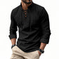 👔 LIMITED-TIME 50% OFF! ✨ Men's Casual Solid Color Shirt – Stand Collar, Lace-Up Detail, Breathable Cotton 🍂