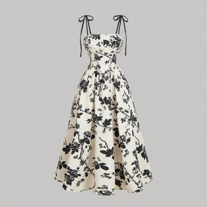 👗 50% OFF! Women's Floral Print Tie-Strap Midi Dress – Adjustable, A-Line Silhouette & Lightweight Fabric 🌸