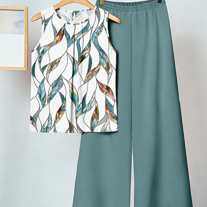 👗 LIMITED-TIME 50% OFF! ✨ Floral Print Top & Wide-Leg Pants Set – Coordinated, Elegant, Versatile 🌸