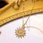 🌻 LIMITED-TIME 50% OFF! ✨ Sunflower Pendant Necklace for Women – Cubic Zirconia, Gold-Tone, Lightweight 💛