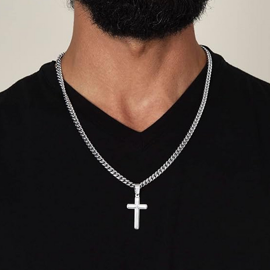 ⛪ FLASH SALE: 50% OFF! ✨ Men's Stainless Steel Cross Pendant Necklace – Durable, Tarnish-Resistant & Gift Box Included 🎁