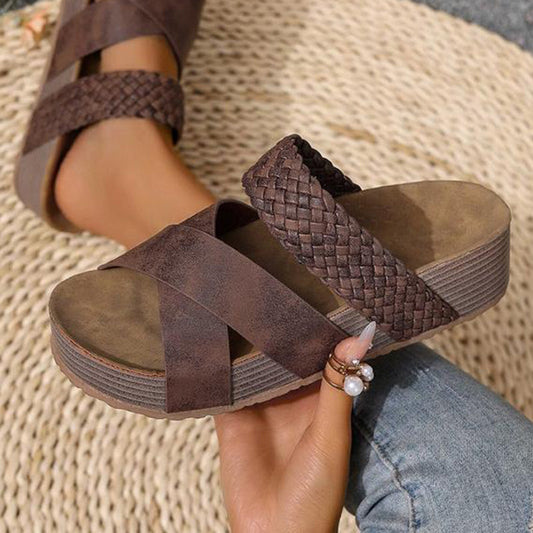 👡 LIMITED-TIME 50% OFF! ✨ Women's Wedge Sandals – Criss-Cross Strap, Slip-On, Comfortable ✨