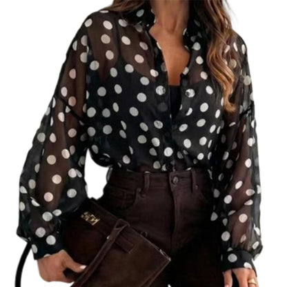 👔 LIMITED TIME 50% OFF! ✨ Women's Polka Dot Shirt with Puff Sleeves – Lightweight, Breathable & Versatile 🌼