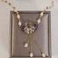 💎 LIMITED-TIME 50% OFF! 🦢 Double Swan Heart Pendant Necklace – Sparkling Purple Stones & Pearls 🔮