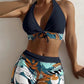 🌴 LIMITED-TIME 50% OFF! 💥 Leaf Print Halter V-Neck Two-Piece Swimsuit – Tropical Style, Flattering Fit, Quick-Dry ✨