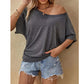 👚 FLASH SALE: 50% OFF! ☀️ Women's Off-Shoulder T-Shirt – Asymmetrical Neckline, Relaxed Fit & Breathable 🌸