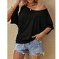 👚 FLASH SALE: 50% OFF! ☀️ Women's Off-Shoulder T-Shirt – Asymmetrical Neckline, Relaxed Fit & Breathable 🌸