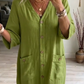 👗 LIMITED-TIME 50% OFF! 💃 Women's Casual V-Neck Midi Dress – Button-Down, Pockets, Relaxed Fit 🍃