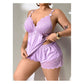 👗 LIMITED-TIME 50% OFF! ✨ Women's Lace Trim Camisole & Shorts Pajama Set – Satin-Like, Adjustable Straps 💤