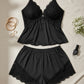 👗 LIMITED-TIME 50% OFF! ✨ Women's Lace Trim Camisole & Shorts Pajama Set – Satin-Like, Adjustable Straps 💤