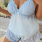 👗 LIMITED-TIME 50% OFF! ✨ Women's Lace Trim Camisole & Shorts Pajama Set – Satin-Like, Adjustable Straps 💤
